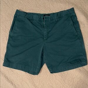 Theory Men's Dark Green Flat Front Shorts Size 33